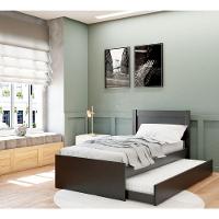 Cama Solteiro Com Auxiliar Prisma Preto - Jea Móveis - 2