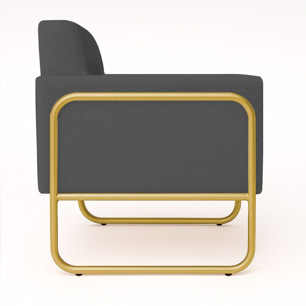 Poltrona Sala Industrial Alta Tubo Dourado Kit 2 Elisa Bouclê D03 - D'rossi Cor Grafite - 7