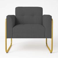 Poltrona Sala Industrial Alta Tubo Dourado Kit 2 Elisa Bouclê D03 - D'rossi Cor Grafite - 5