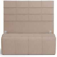 Kit Cabeceira Cama Box Queen 160cm Com Calçadeira Roma W01 Linho Bege Escuro - Lyam - 1