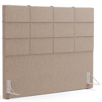 Kit Cabeceira Cama Box Queen 160cm Com Calçadeira Roma W01 Linho Bege Escuro - Lyam - 3