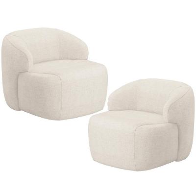 Kit 2 Poltronas Decorativa Fixa Orgânica Barolo L06 Linho Cinza Lyam Decor