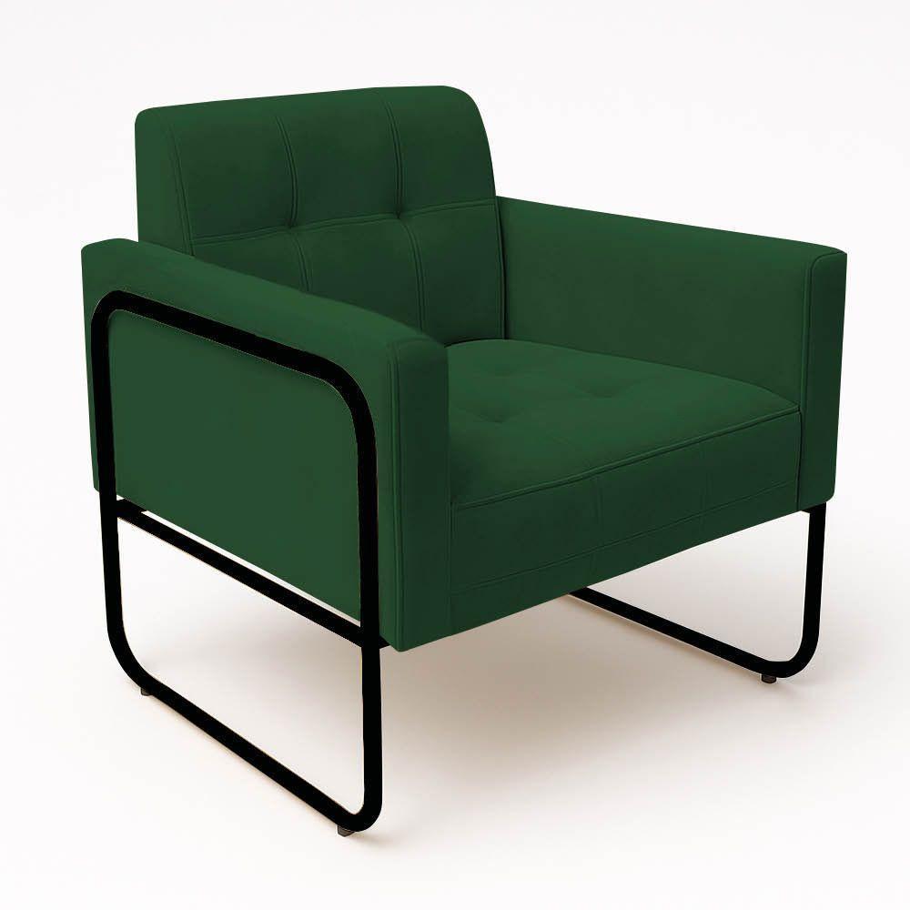 Poltrona Sala Industrial Alta Tubo Preto Elisa Suede Verde D03 - D'rossi - 5