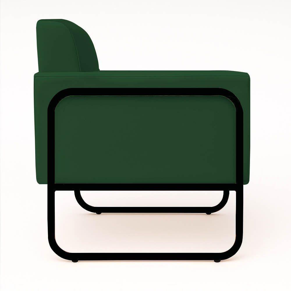Poltrona Sala Industrial Alta Tubo Preto Elisa Suede Verde D03 - D'rossi - 6