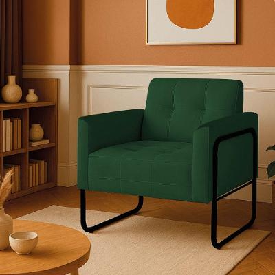 Poltrona Sala Industrial Alta Tubo Preto Elisa Suede Verde D03 - D'rossi