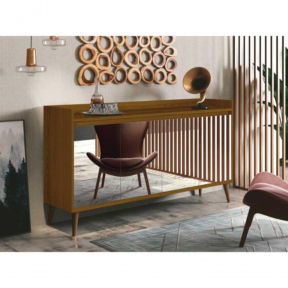 Balcao Buffet Retrô Com Espelho Delta 4 Portas Freijó - Moveisaqui - 2