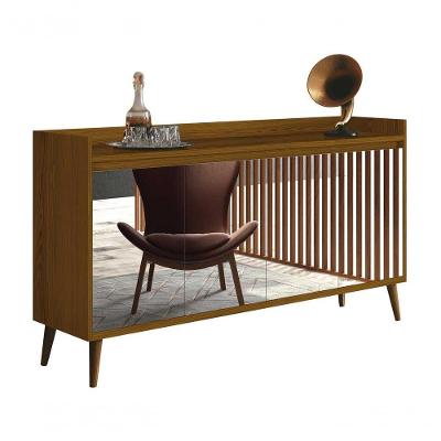 Balcao Buffet Retrô Com Espelho Delta 4 Portas Freijó - Moveisaqui