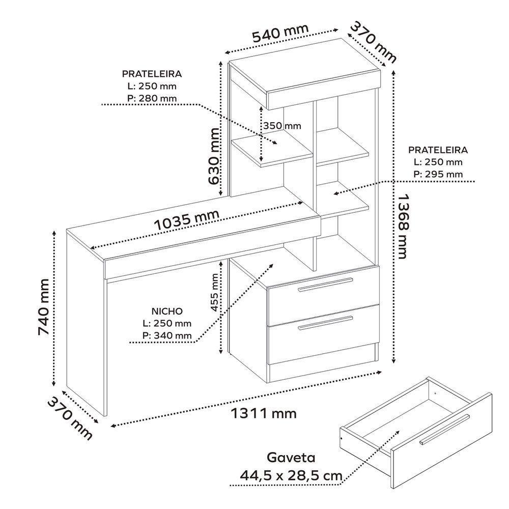 Mesa Para Computador Office Nt 2010 Freijó - Notável - 7