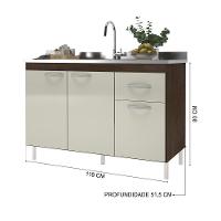 Balcão Para Pia 1,18mts Brasil Noce - Off White - Indekes - 3