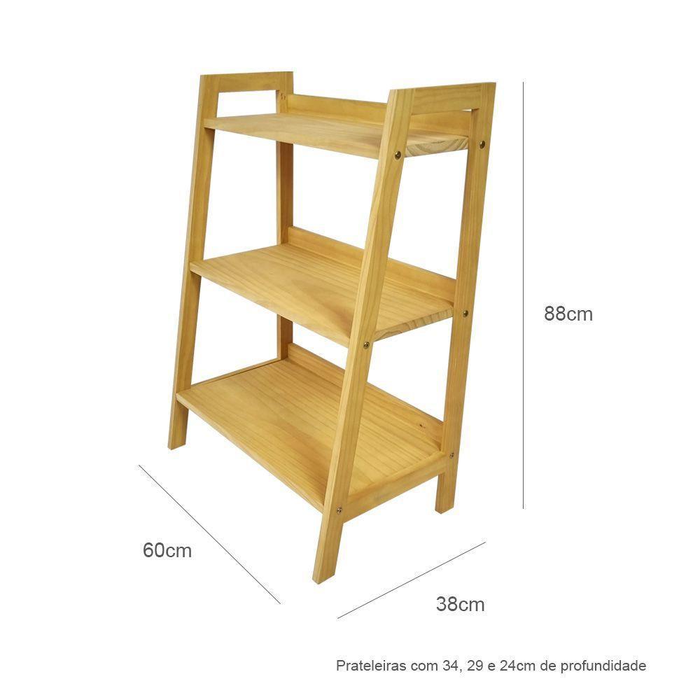 Conjunto Estante Pipa 3 Prat Com Nicho Com Porta Me Madeira Mel Cor Mel - 6