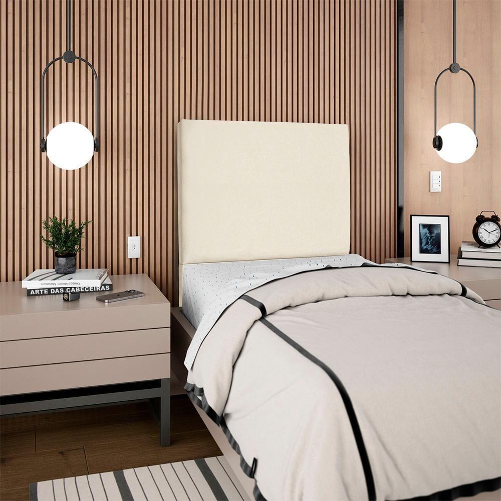 Cabeceira Solteiro 90 Cm Com Frame Luna Suede Artte Bege - 8
