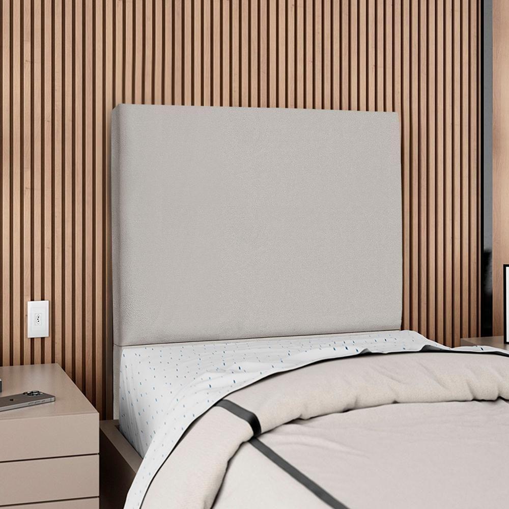 Cabeceira Solteiro 90 Cm Com Frame Luna Suede Artte Cinza Claro - 2