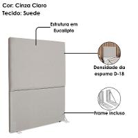 Cabeceira Solteiro 90 Cm Com Frame Luna Suede Artte Cinza Claro