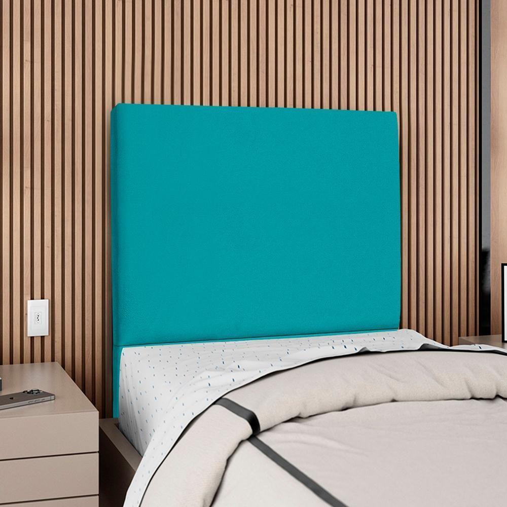 Cabeceira Solteiro 90 Cm Com Frame Luna Suede Artte Azul Turquesa - 2