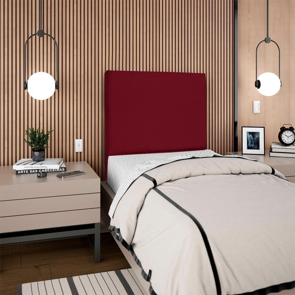 Cabeceira Solteiro 90 Cm Com Frame Luna Suede Artte Vinho - 8