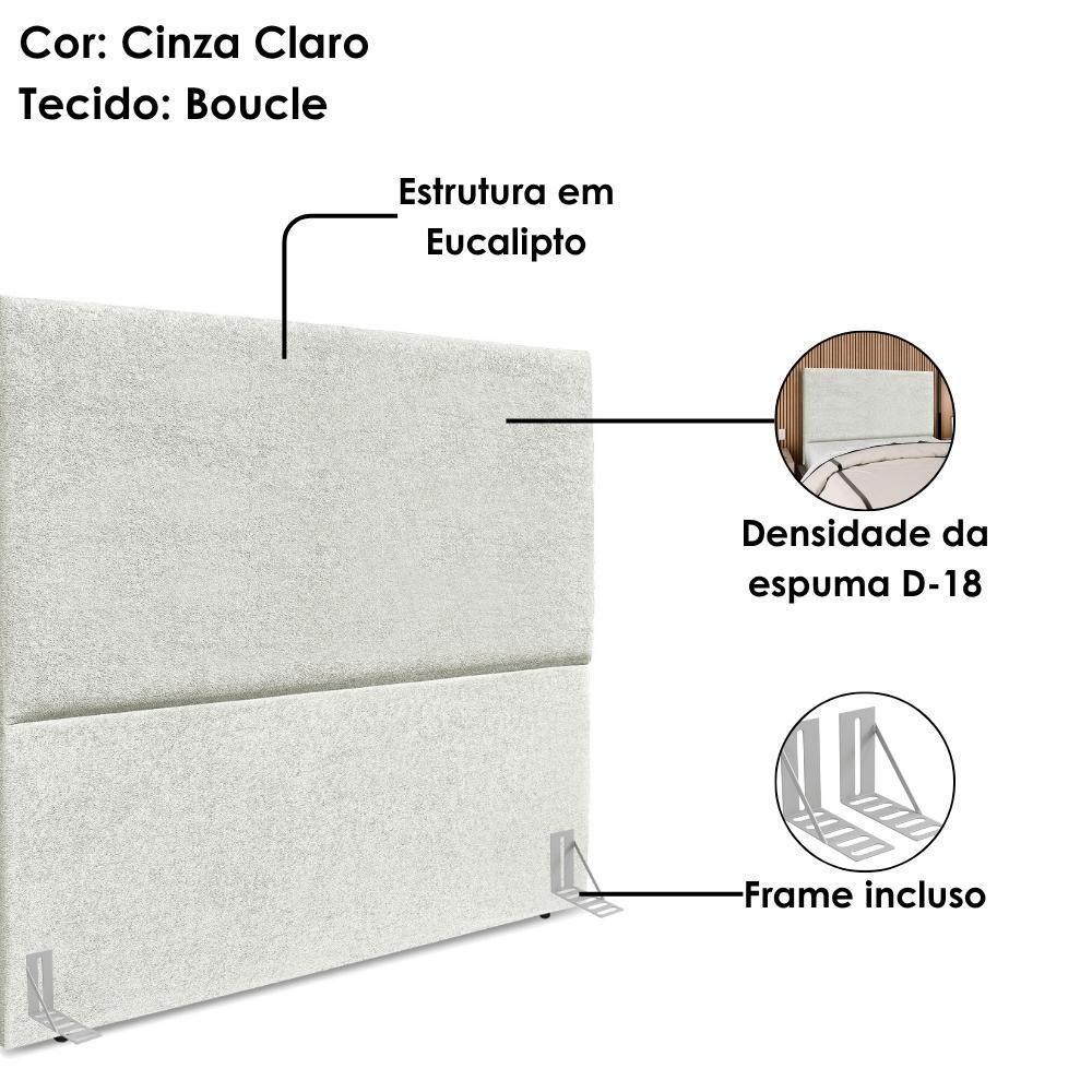 Cabeceira Casal 140 Cm Com Frame Luna Boucle Artte Cinza Claro - 4