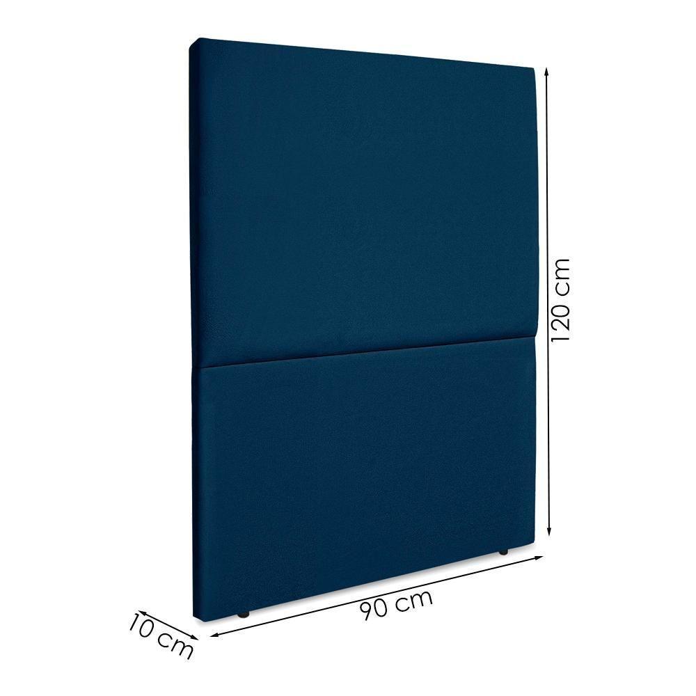 Cabeceira Solteiro 90 Cm Com Frame Luna Suede Artte Azul Marinho - 3