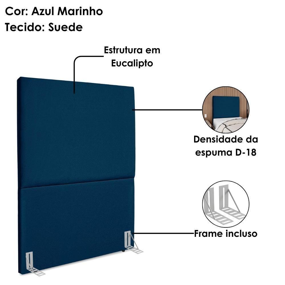 Cabeceira Solteiro 90 Cm Com Frame Luna Suede Artte Azul Marinho - 4