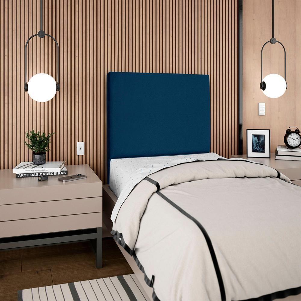 Cabeceira Solteiro 90 Cm Com Frame Luna Suede Artte Azul Marinho - 8