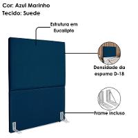 Cabeceira Solteiro 90 Cm Com Frame Luna Suede Artte Azul Marinho