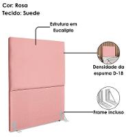 Cabeceira Solteiro 90 Cm Com Frame Luna Suede Artte Rosa
