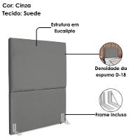 Cabeceira Solteiro 90 Cm Com Frame Luna Suede Cinza Artte Cinza
