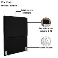 Cabeceira Solteiro 90 Cm Com Frame Luna Suede Artte Preto
