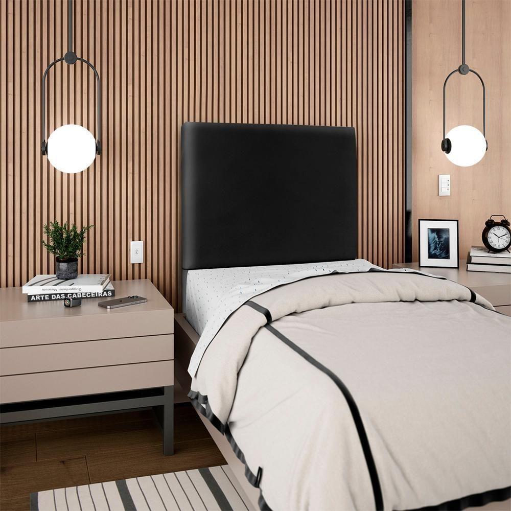 Cabeceira Solteiro 100 Cm Com Frame Luna Corino Artte Preto - 8