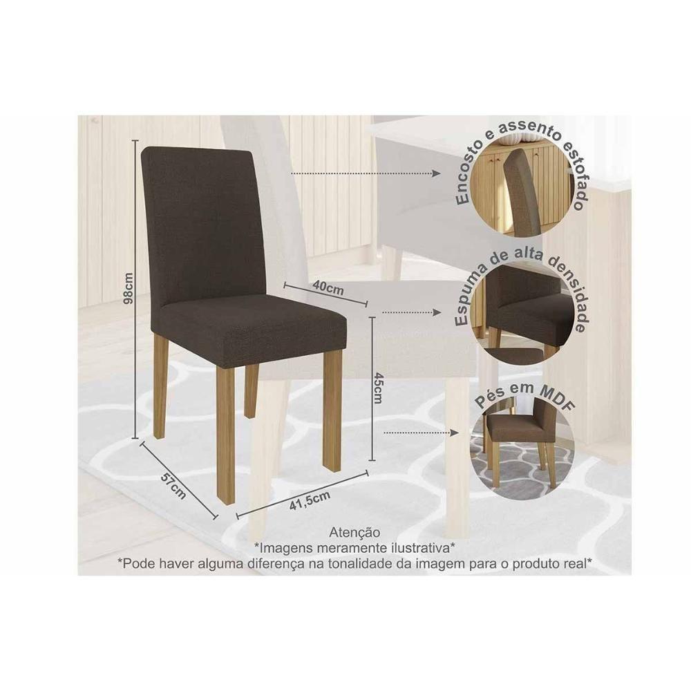Sala De Jantar Completa Flora Tampo Madeirado 109cm E 4 Cadeiras Maia Cinamomo - Nature/suede Gengibre Bege - Cimol - 2