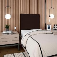 Cabeceira Solteiro 90 Cm Com Frame Luna Suede Artte Marrom - 8