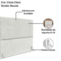 Cabeceira Queen 160 Cm Com Frame Luna Boucle Artte Cinza Claro
