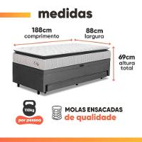 Cama Bibox Baú Com Colchão City Solteiro E Cama Auxiliar Conjugada 88x188x69cm Bela Cinza/branco - 7