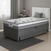 Cama Bibox Baú Com Colchão Fort Solteiro E Cama Auxiliar Conjugada 88x188x67cm Bela Cinza/branco - 2