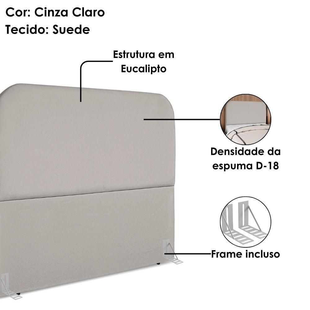 Cabeceira Casal 140 Cm Com Frame Alana Suede Artte Cinza Claro - 4
