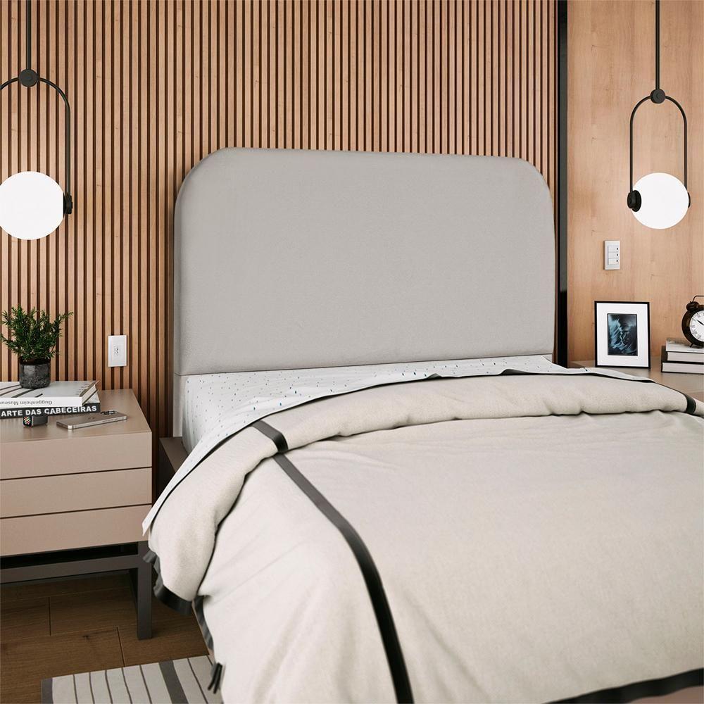 Cabeceira Casal 140 Cm Com Frame Alana Suede Artte Cinza Claro - 8