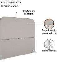 Cabeceira Casal 140 Cm Com Frame Alana Suede Artte Cinza Claro