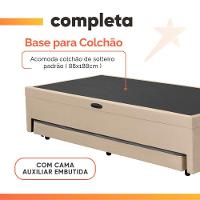 Cama Bibox Baú Com Colchão Real Solteiro E Cama Auxiliar Conjugada 88x188x73cm Bela Bege - 5