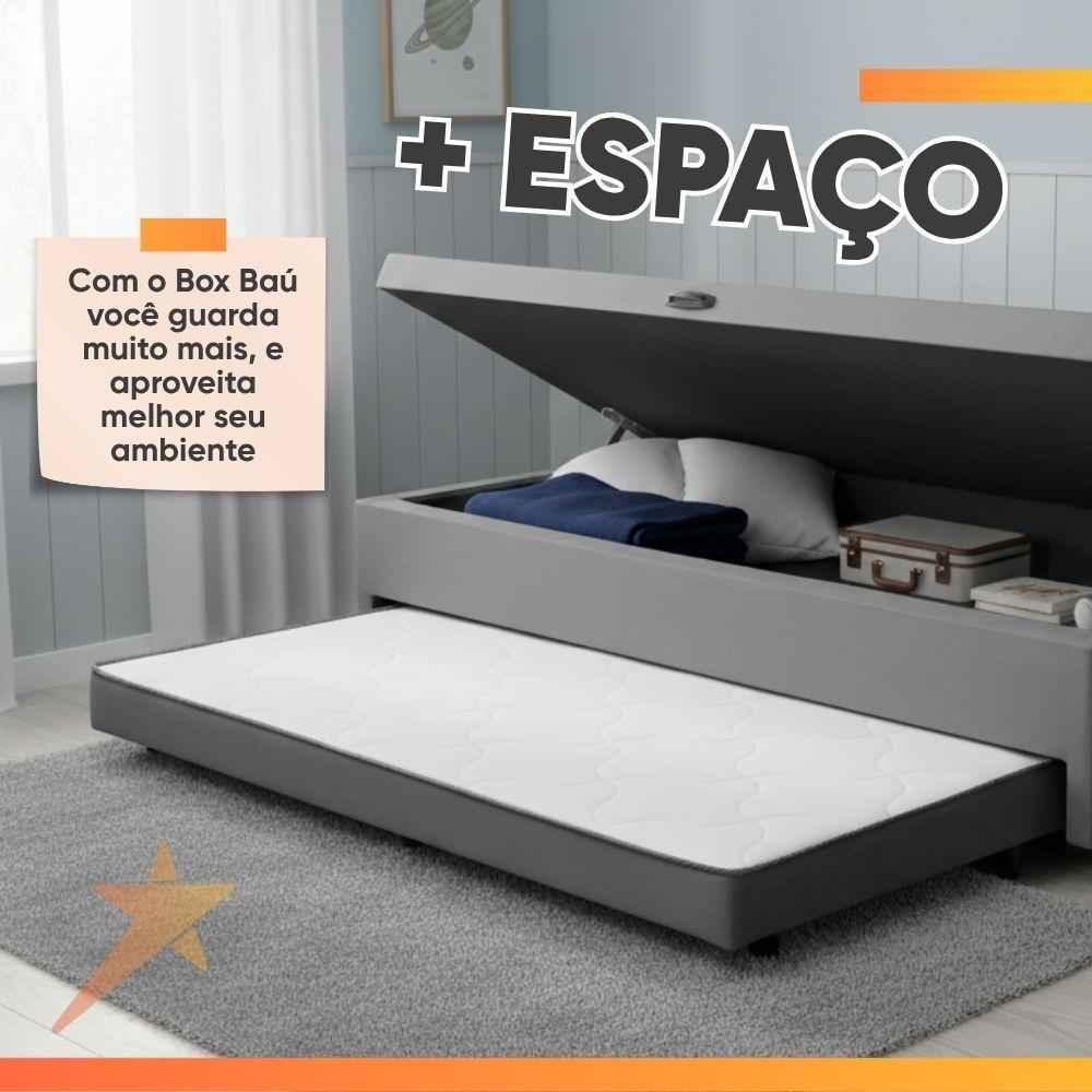 Base Cama Bibox Com Baú Solteiro E Cama Auxiliar 3 Em 1 - 88x188x46 Bela Cinza - 7