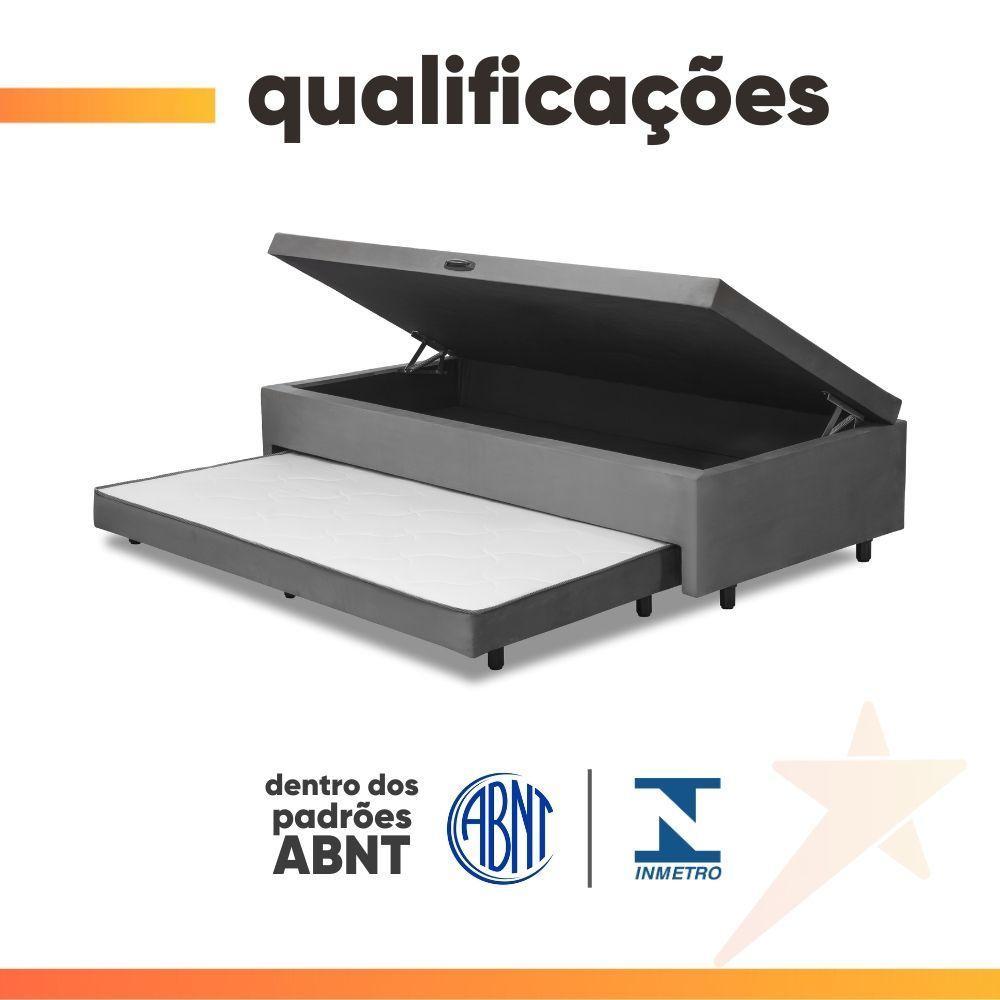 Base Cama Bibox Com Baú Solteiro E Cama Auxiliar 3 Em 1 - 88x188x46 Bela Cinza - 8