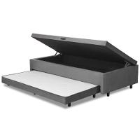 Base Cama Bibox Com Baú Solteiro E Cama Auxiliar 3 Em 1 - 88x188x46 Bela Cinza - 1