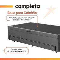 Base Cama Bibox Com Baú Solteiro E Cama Auxiliar 3 Em 1 - 88x188x46 Bela Cinza - 6