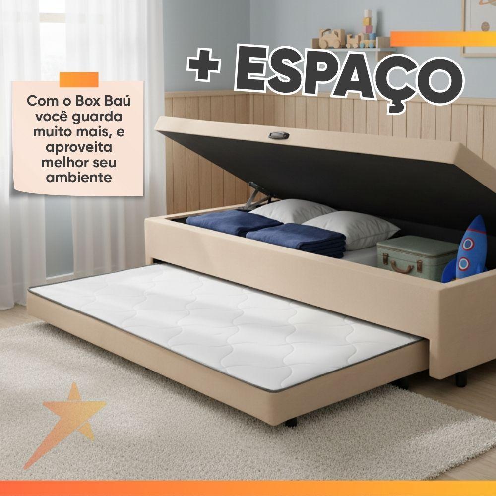 Base Cama Bibox Com Baú Solteiro E Cama Auxiliar 3 Em 1 - 88x188x46 Bela Bege - 7