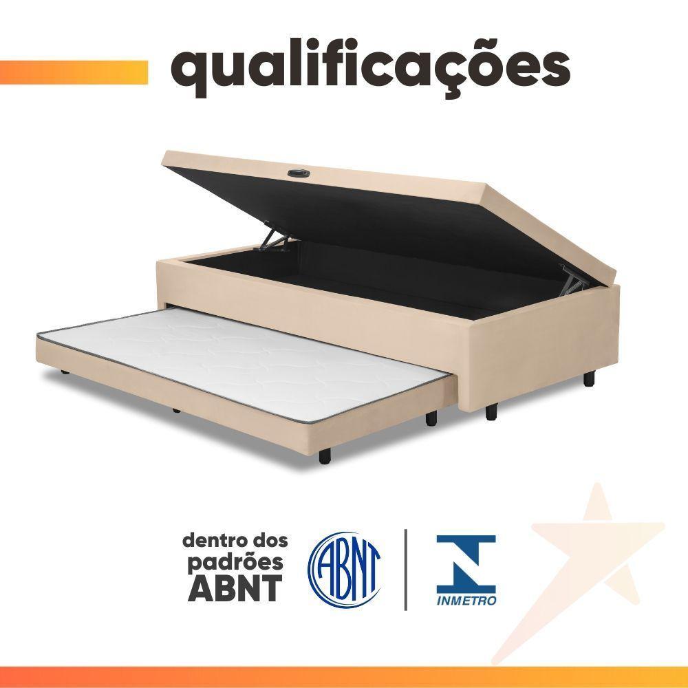 Base Cama Bibox Com Baú Solteiro E Cama Auxiliar 3 Em 1 - 88x188x46 Bela Bege - 9