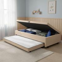 Base Cama Bibox Com Baú Solteiro E Cama Auxiliar 3 Em 1 - 88x188x46 Bela Bege - 2