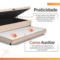 Base Cama Bibox Com Baú Solteiro E Cama Auxiliar 3 Em 1 - 88x188x46 Bela Bege