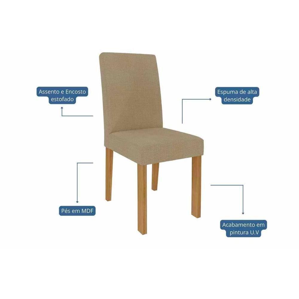 Sala De Jantar Completa Ana Tampo Madeirado 130x80cm E 4 Cadeiras Maia Cinamomo - Nature/suede Gengibre Bege - Cimol - 2