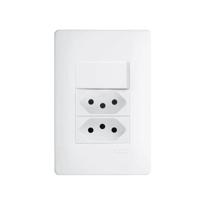 Interruptor Simples E Tomada Dupla 2p+t 20a Fame Habitat Com Placa 4x2 Branco