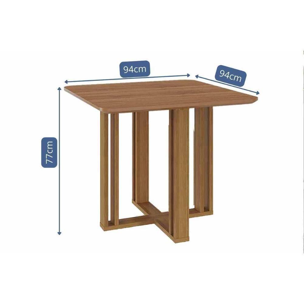 Sala De Jantar Completa Flora Tampo Madeirado 95x95cm E 4 Cadeiras Maia Cinamomo - Nature/suede Gengibre Bege - Cimol - 4