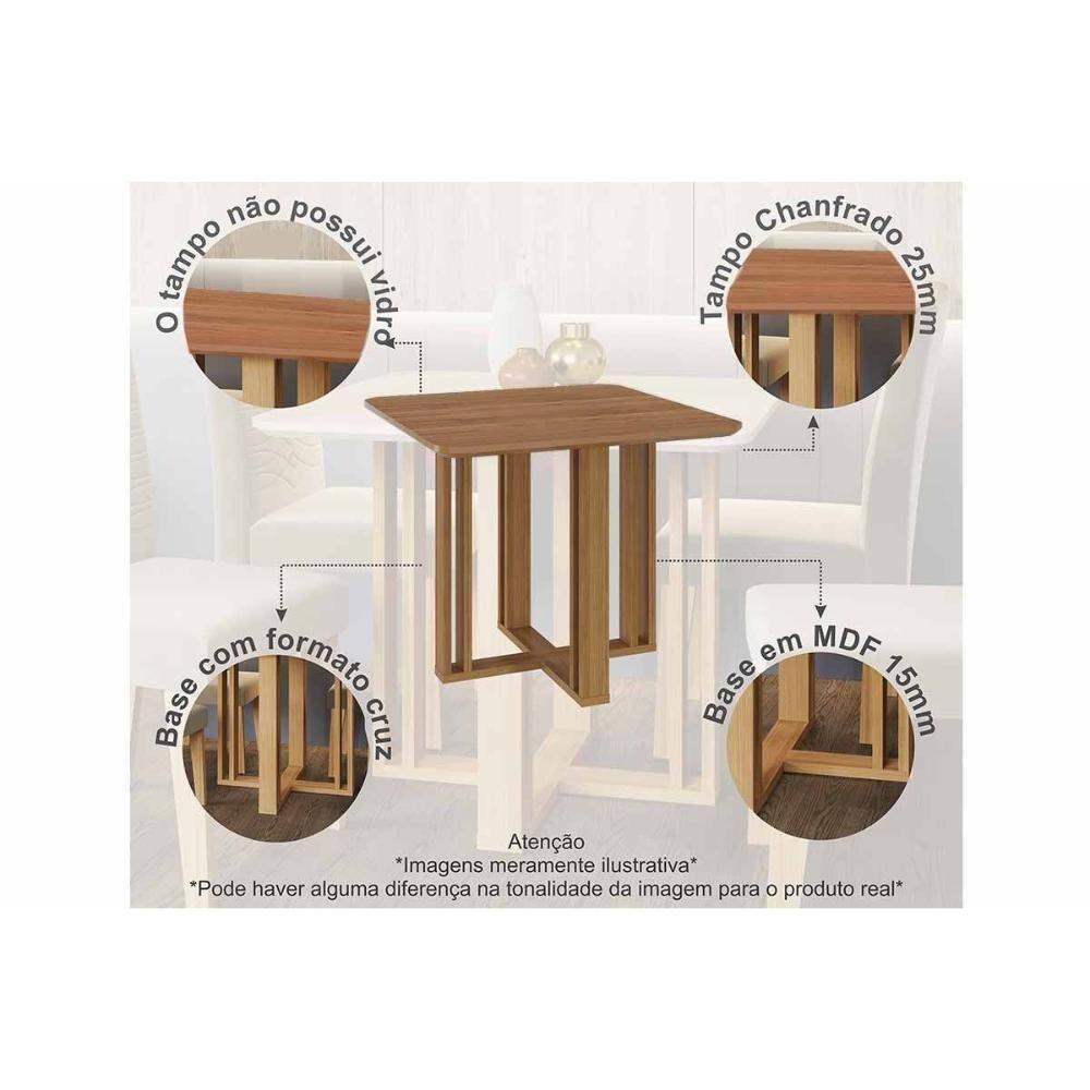Sala De Jantar Completa Flora Tampo Madeirado 95x95cm E 4 Cadeiras Maia Cinamomo - Nature/suede Gengibre Bege - Cimol - 8