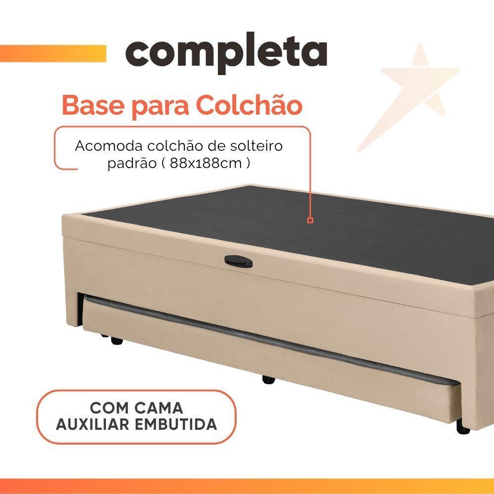 Cama Bibox Baú Com Colchão City Solteiro E Cama Auxiliar Conjugada 88x188x69cm Bela Bege / Branco - 5